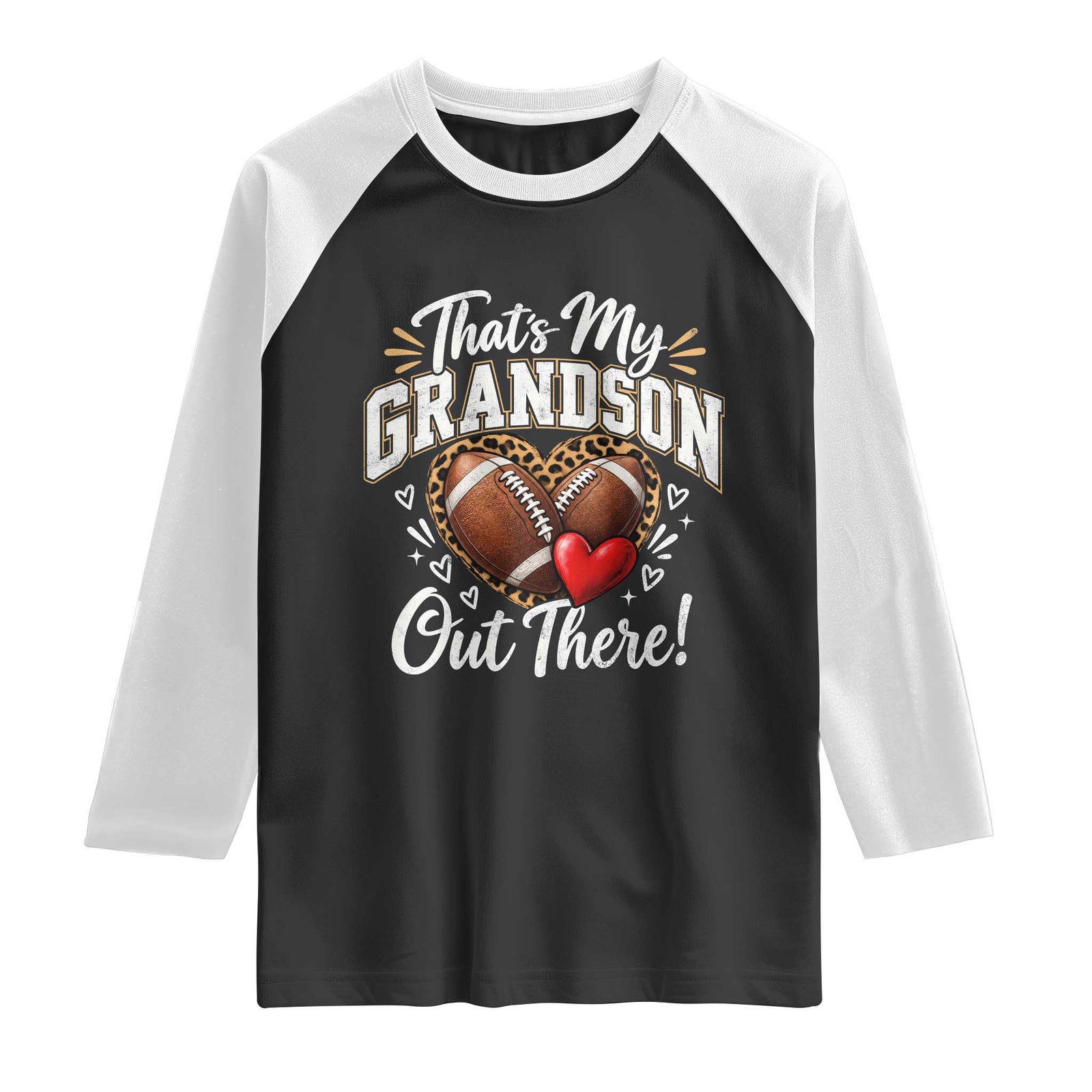 Thats My Grandson Out There Funny Football Grandma Raglan Shirt Game Day Graphic