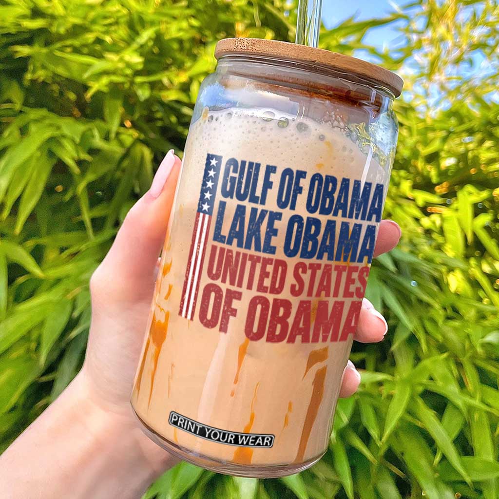Gulf of Obama Lake Obama United States Glass Can Vintage American Flag