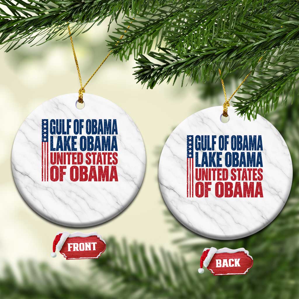 Gulf of Obama Lake Obama United States Ceramic Ornament Vintage American Flag