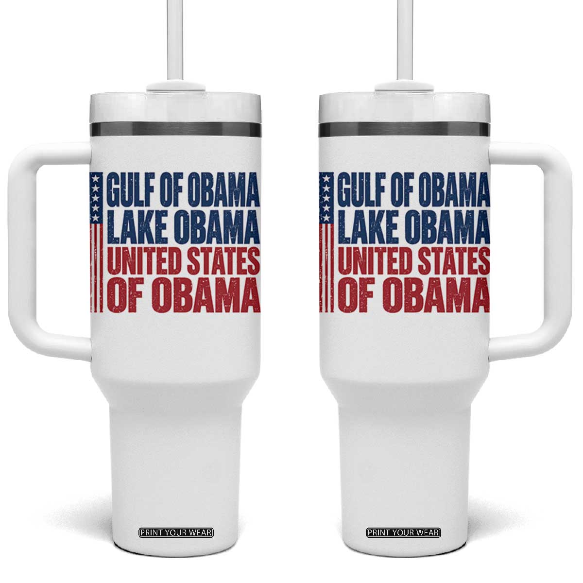 Gulf of Obama Lake Obama United States Tumbler With Handle Vintage American Flag