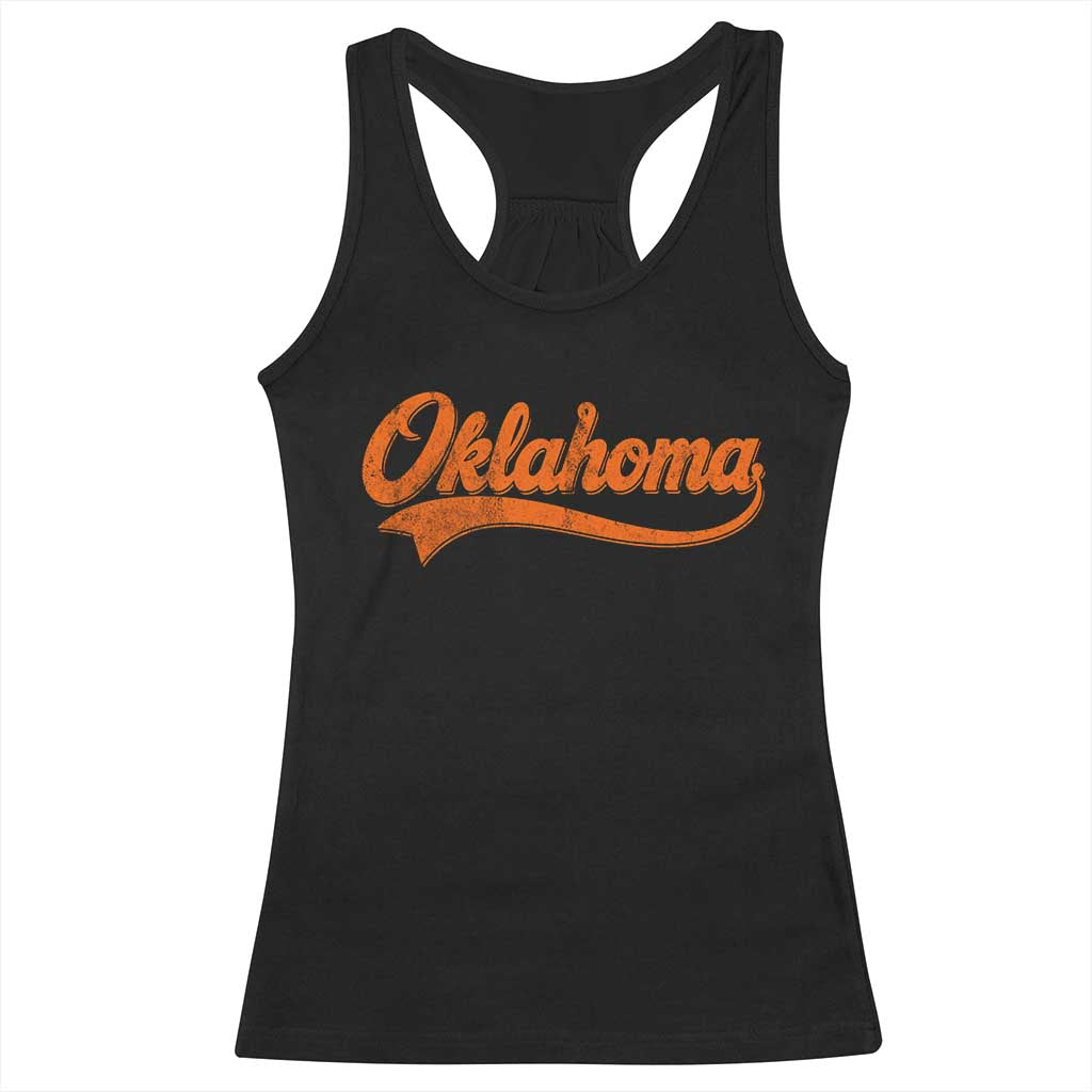 Oklahoma Orange Vintage Script Tail Game Day Racerback Tank Top