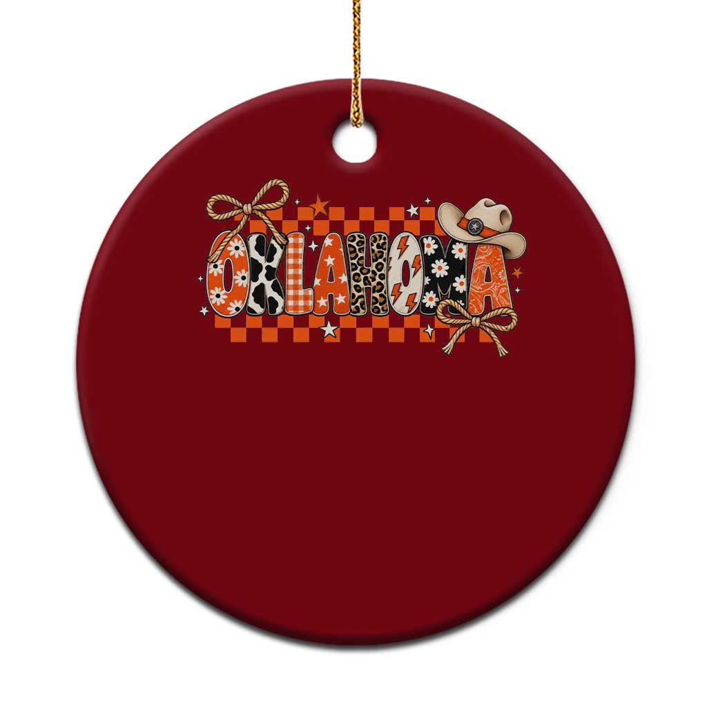Oklahoma Orange Cowboy Hat Western Coquette Game Day Ceramic Ornament Retro Western State Pride Aesthetic