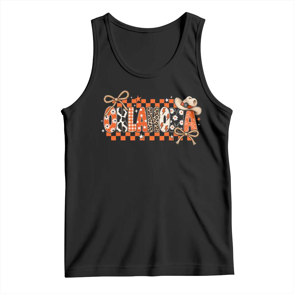 Oklahoma Orange Cowboy Hat Western Coquette Game Day Tank Top Retro Western State Pride Aesthetic