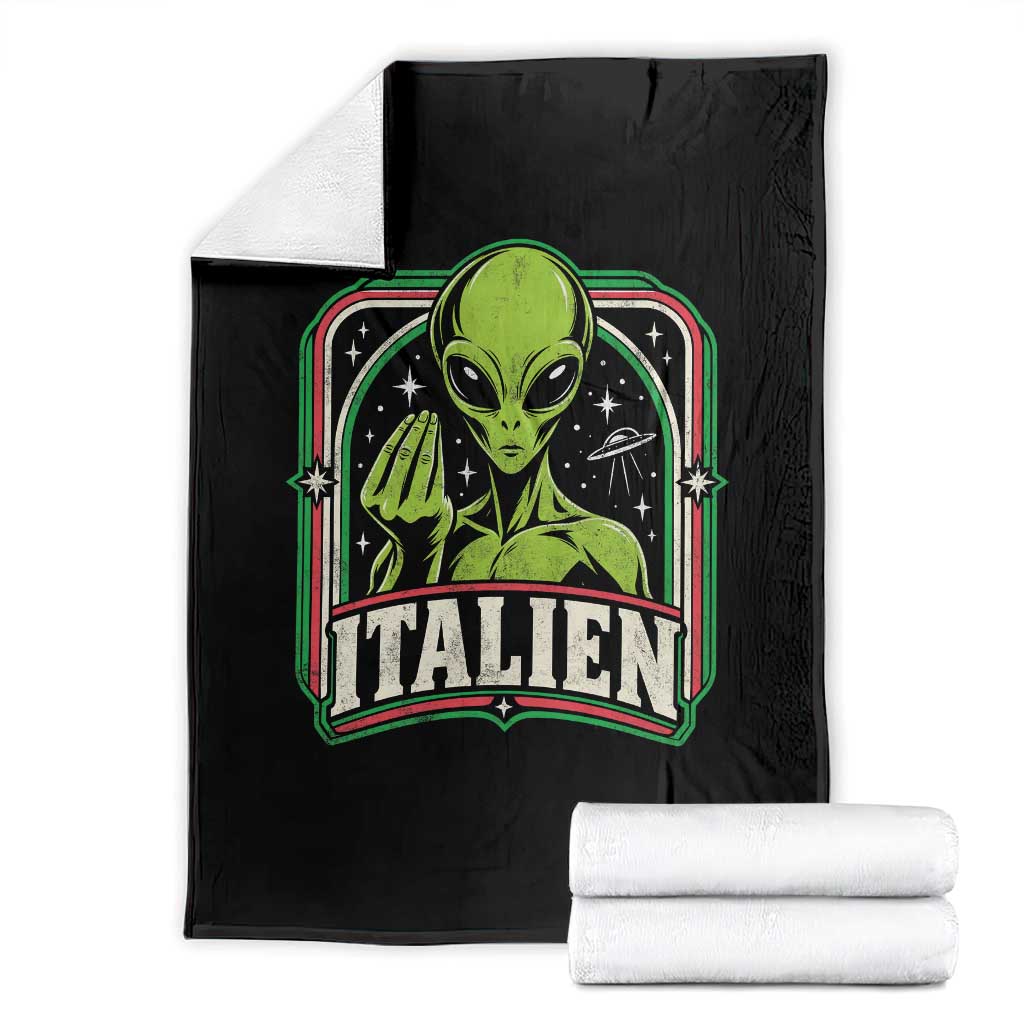 Italien Alien Italian Hand Gesture Sci Fi Throw Blanket Funny UFO Humor Pop Art Aesthetic