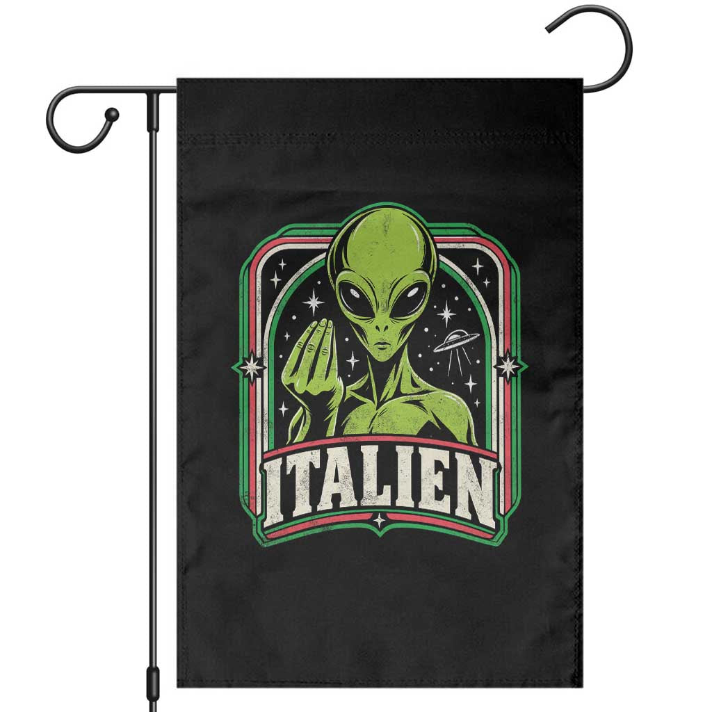Italien Alien Italian Hand Gesture Sci Fi Garden Flag Funny UFO Humor Pop Art Aesthetic