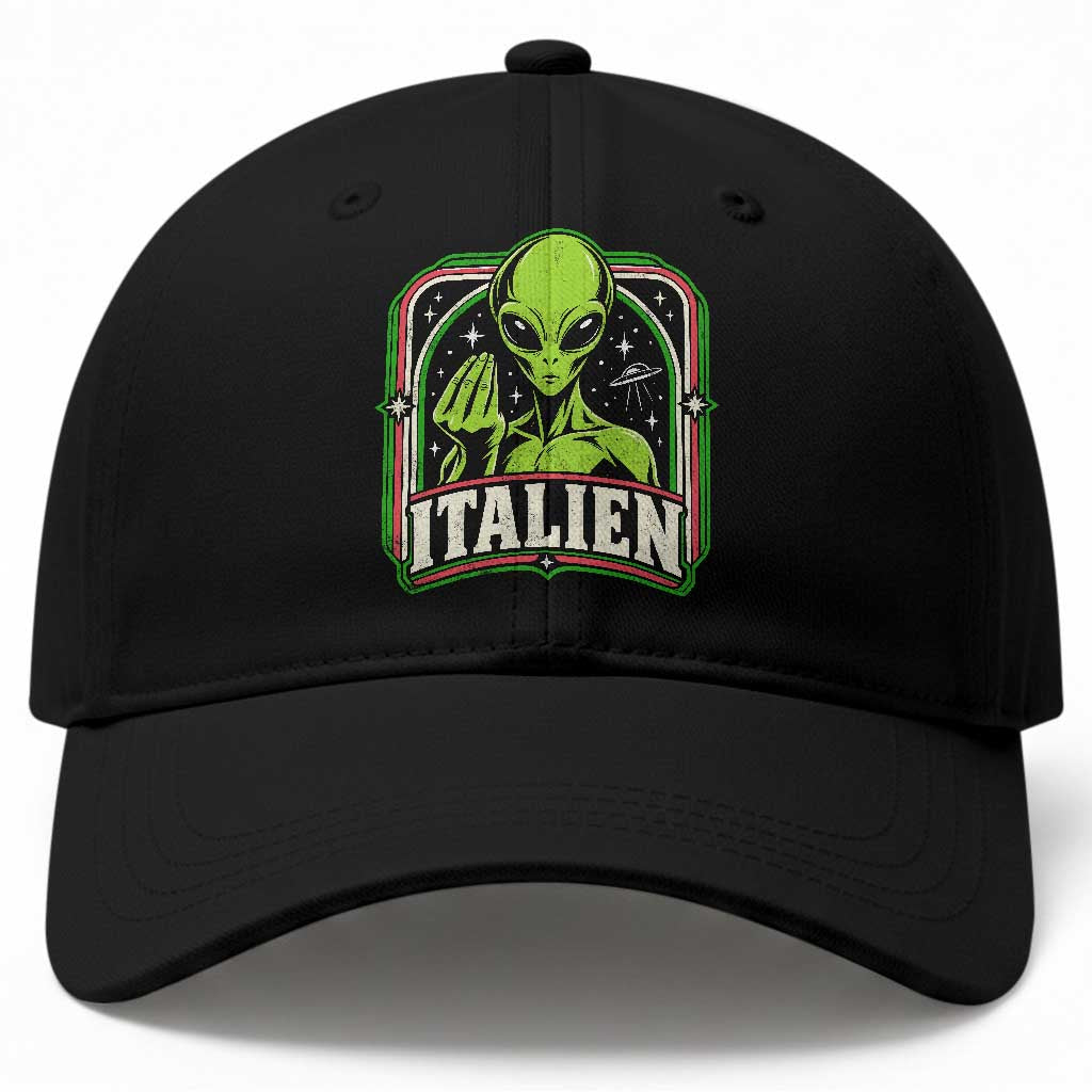 Italien Alien Italian Hand Gesture Sci Fi Baseball Cap Funny UFO Humor Pop Art Aesthetic