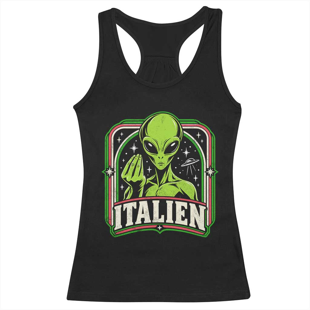 Italien Alien Italian Hand Gesture Sci Fi Racerback Tank Top Funny UFO Humor Pop Art Aesthetic