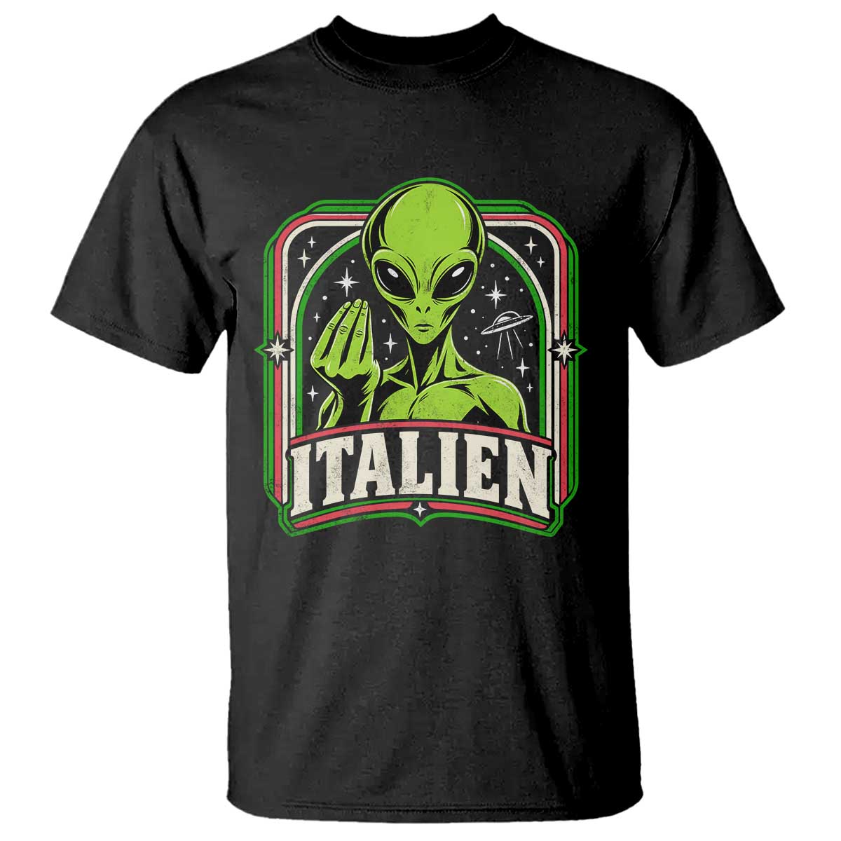 Italien Alien Italian Hand Gesture Sci Fi T Shirt Funny UFO Humor Pop Art Aesthetic