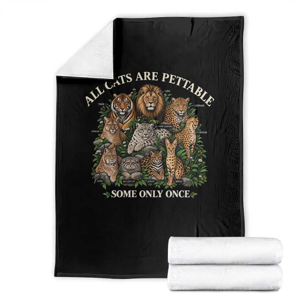 Vintage All Cats Are Pettable Some Only Once Throw Blanket Wild Cats Infographic Funny Big Cat Lover Sarcastic Aesthetic