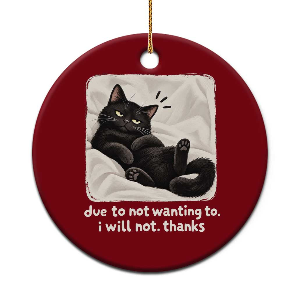 Funny Cat Lover Gift Ceramic Ornament Due To Not Wanting To I Will Not Thanks Introvert Sarcastic Quote