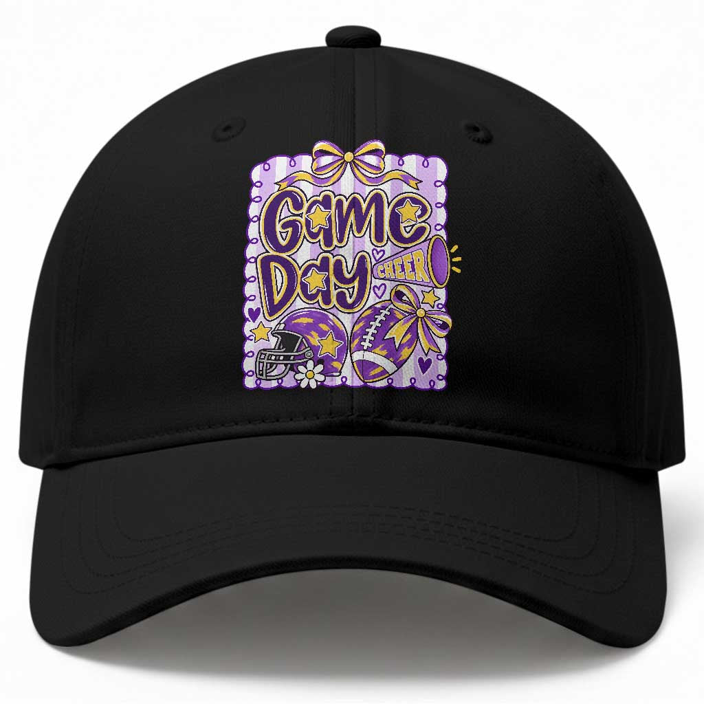 Purple Yellow Gold Football Game Day Touchdown Season Preppy Coquette Bow Baseball Cap
