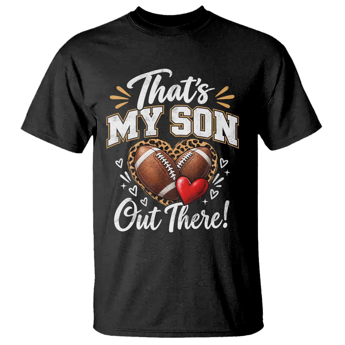 Thats My Son Out There Funny Football Mom T Shirt Leopard Game Day Graphic