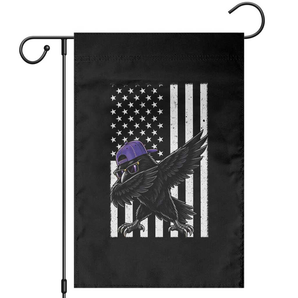 Game Day Dabbing Raven Garden Flag Vintage American Flag Sport Fan Cool Bird Aesthetic
