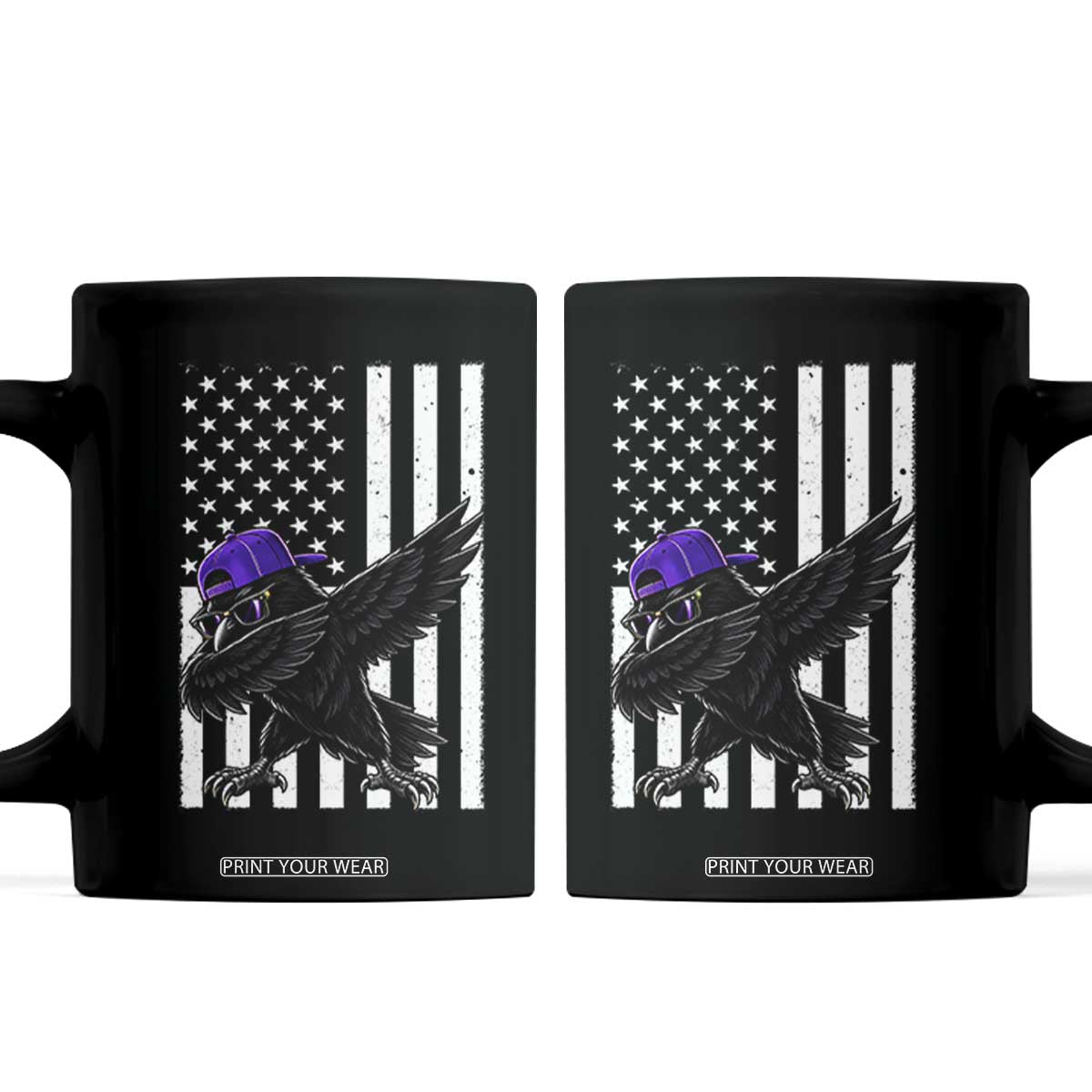 Game Day Dabbing Raven Coffee Mug Vintage American Flag Sport Fan Cool Bird Aesthetic