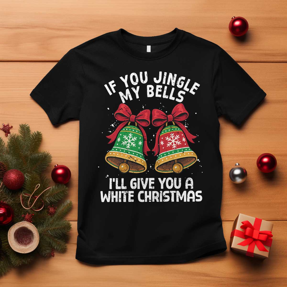 Jingle Bell Christmas T Shirt Funny Naughty White Elephant Gag Gift Exchange TS10 Black Print Your Wear