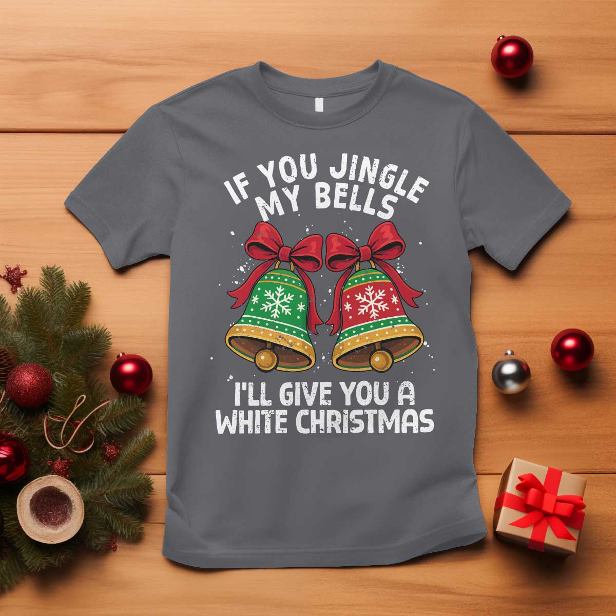 Jingle Bell Christmas T Shirt Funny Naughty White Elephant Gag Gift Exchange TS10 Charcoal Print Your Wear