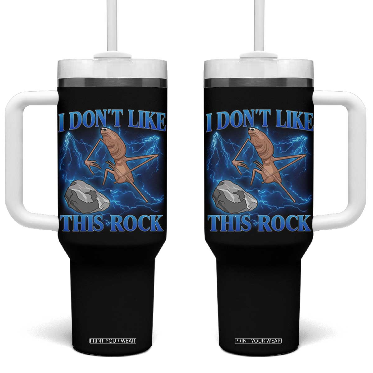 Marcus The Worm Meme Tumbler With Handle I Don't Like This Rock Bootleg TS10 One Size: 40 oz Black Print Your Wear