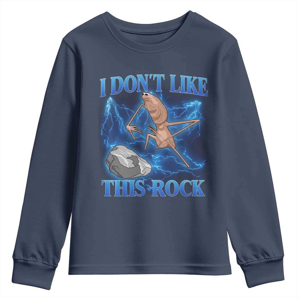 Marcus The Worm Meme Youth Sweatshirt I Don't Like This Rock Bootleg TS10 Navy Print Your Wear