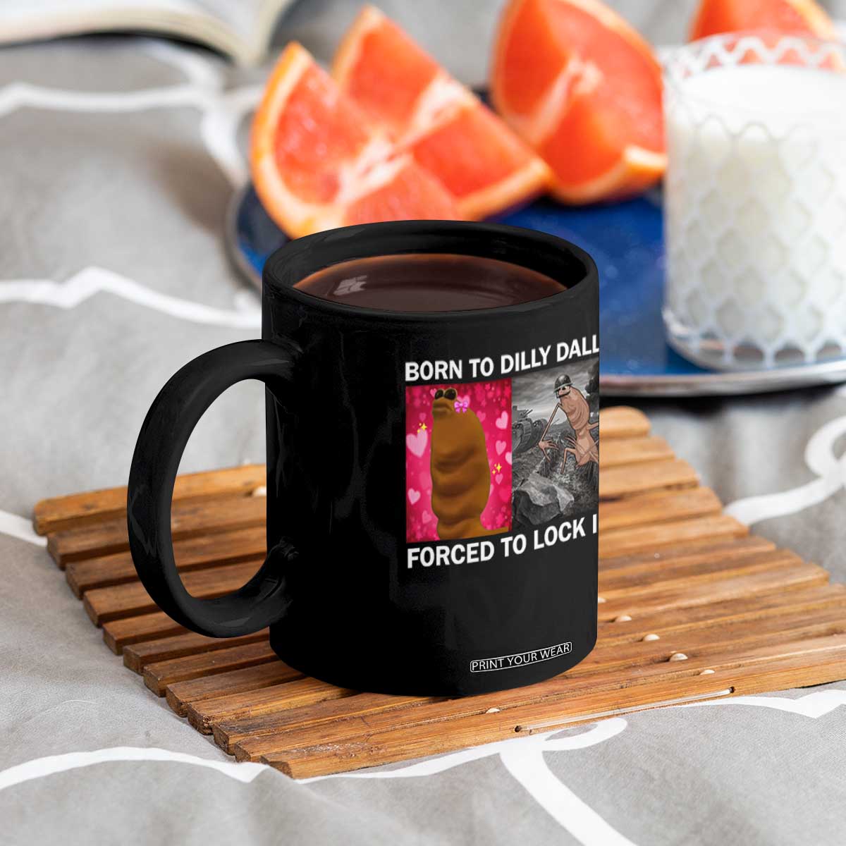 Marcus The Worm Meme Coffee Mug Born To Dilly Dally Forced To Lock In Funny Cute Brainrot TS10 Print Your Wear