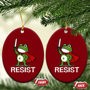 Resist Frog With Sword Ceramic Ornament No Kings Portland Protest TS10 Print Your Wear