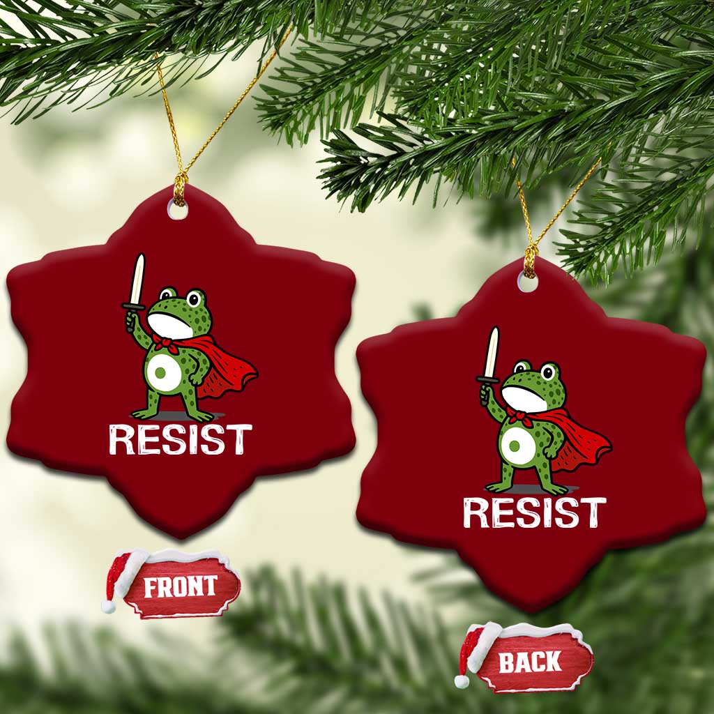 Resist Frog With Sword Ceramic Ornament No Kings Portland Protest TS10 Print Your Wear