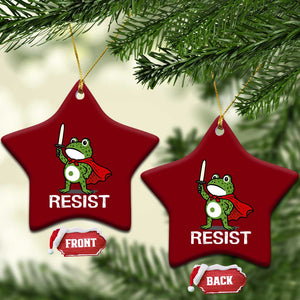 Resist Frog With Sword Ceramic Ornament No Kings Portland Protest TS10 Print Your Wear