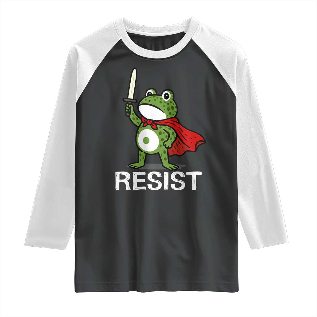 Resist Frog With Sword Raglan Shirt No Kings Portland Protest TS10 Black White Print Your Wear