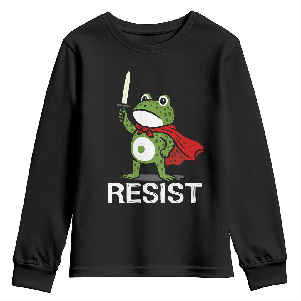 Resist Frog With Sword Youth Sweatshirt No Kings Portland Protest TS10 Black Print Your Wear