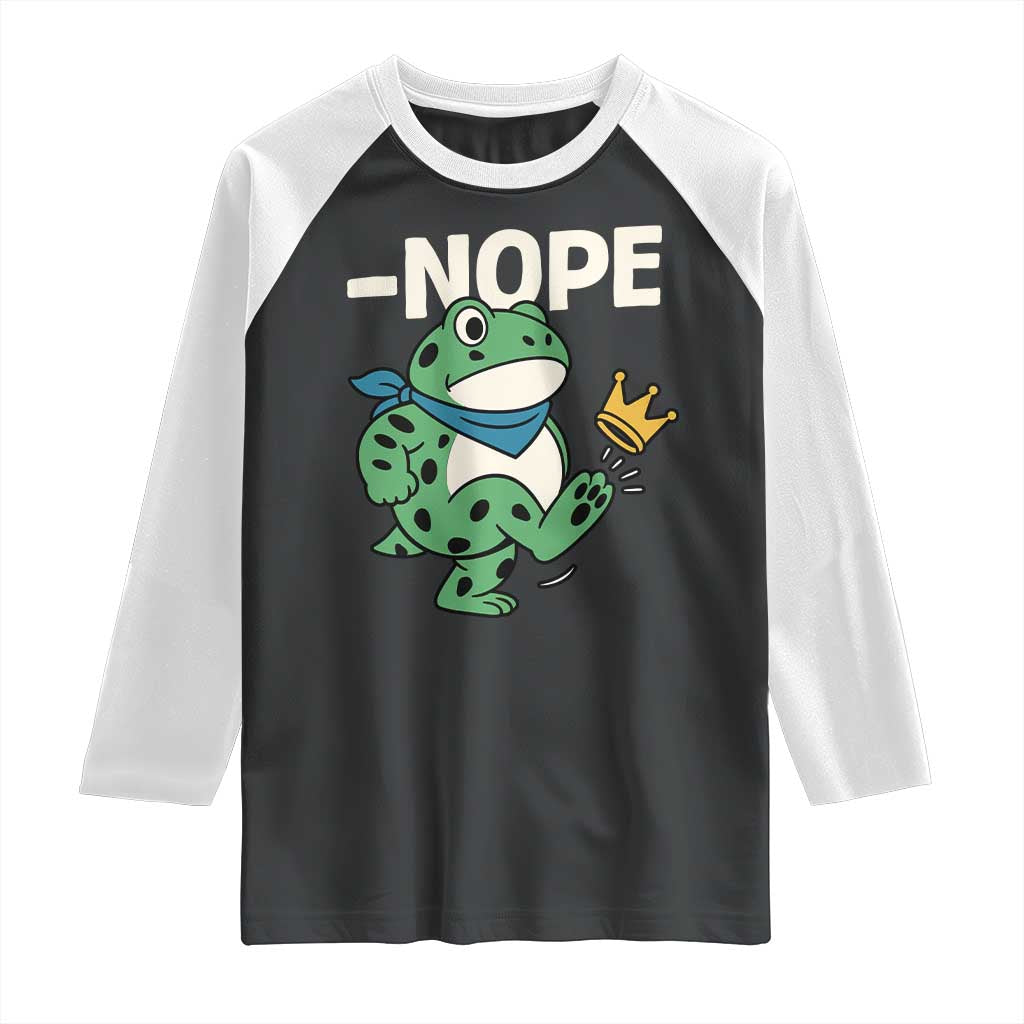 No Kings in America Portland Frog Raglan Shirt Funny Political Meme TS10 Black White Print Your Wear