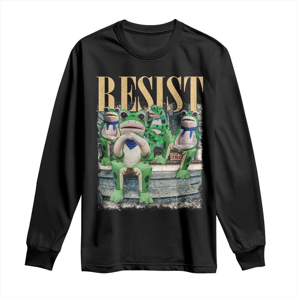 Portland Frog Resist Protest Long Sleeve Shirt 80s Frogs Deportation Resistance TS10 Black Print Your Wear