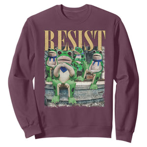 Portland Frog Resist Protest Sweatshirt 80s Frogs Deportation Resistance TS10 Maroon Print Your Wear