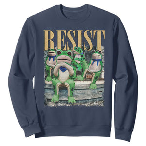 Portland Frog Resist Protest Sweatshirt 80s Frogs Deportation Resistance TS10 Navy Print Your Wear