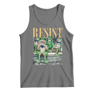Portland Frog Resist Protest Tank Top 80s Frogs Deportation Resistance TS10 Black Heather Print Your Wear
