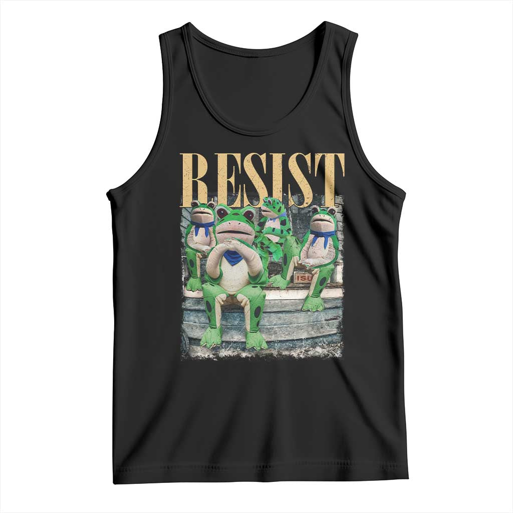 Portland Frog Resist Protest Tank Top 80s Frogs Deportation Resistance TS10 Black Print Your Wear