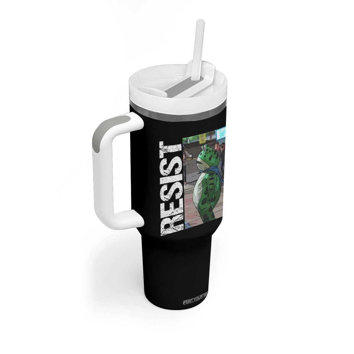 Portland Frog Protest Tumbler With Handle Vintage Activist Resistance TS10 Print Your Wear