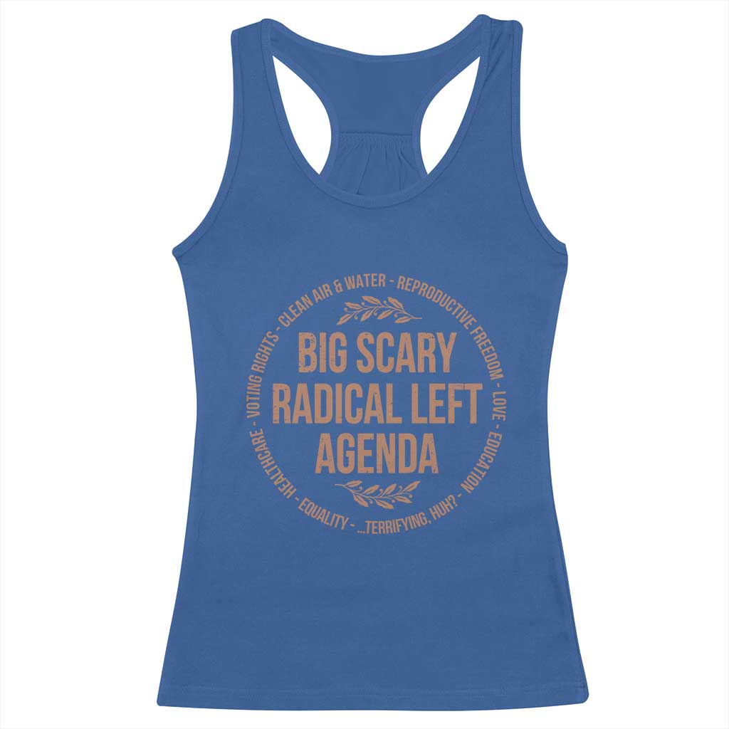 Radical Left Agenda Political Racerback Tank Top Equality Justice Climate Rights Liberal Satire TS10 Royal Blue Print Your Wear