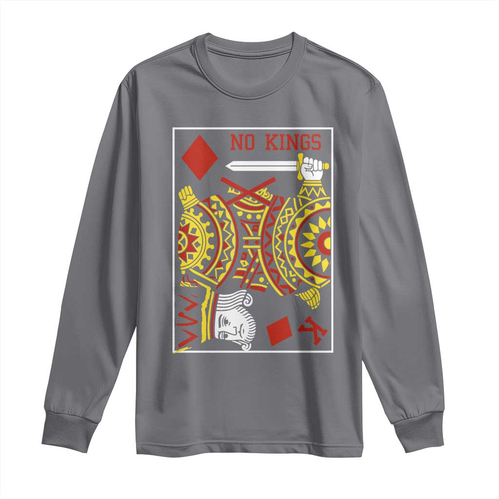 No Kings in America Long Sleeve Shirt Resist Protest Playing Card TS10 Charcoal Print Your Wear