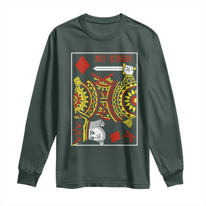 No Kings in America Long Sleeve Shirt Resist Protest Playing Card TS10 Dark Forest Green Print Your Wear