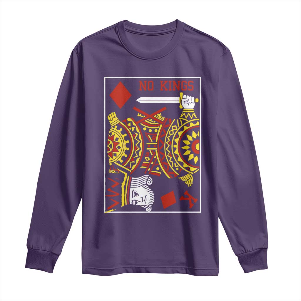 No Kings in America Long Sleeve Shirt Resist Protest Playing Card TS10 Purple Print Your Wear