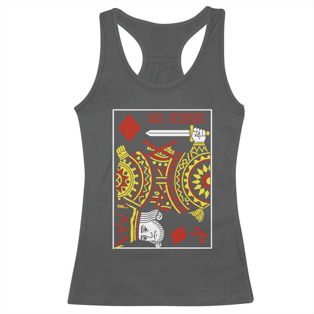 No Kings in America Racerback Tank Top Resist Protest Playing Card TS10 Dark Heather Print Your Wear