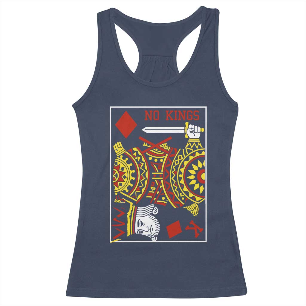 No Kings in America Racerback Tank Top Resist Protest Playing Card TS10 Navy Print Your Wear