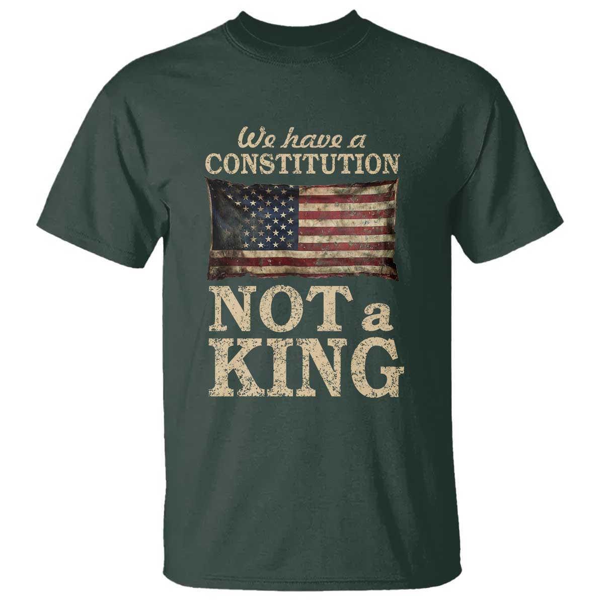 We Have A Constitution Not A King T Shirt Retro Social Justice American Flag TS10 Dark Forest Green Print Your Wear