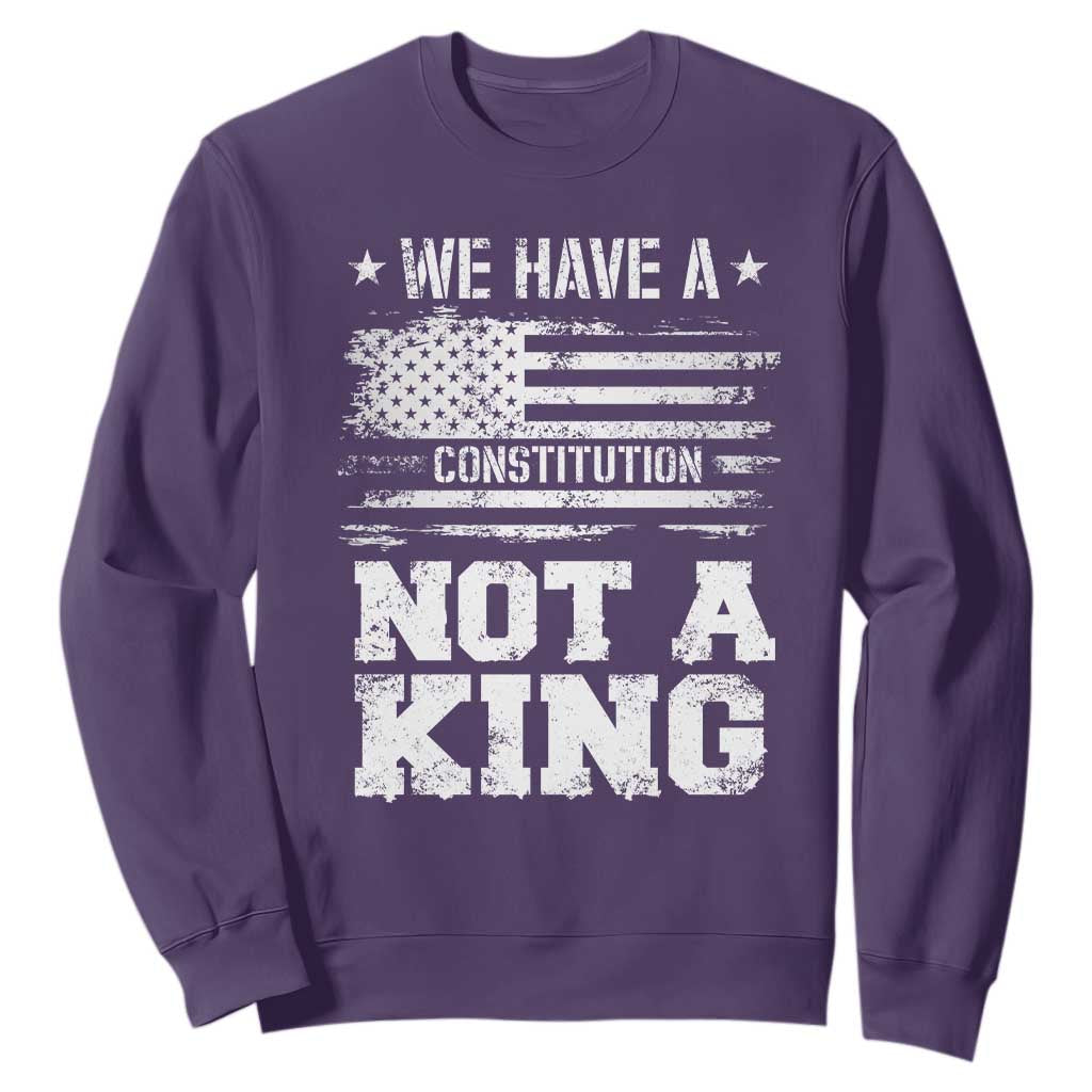 No Kings in America Sweatshirt We Have A Constitution Not A King Resist US Flag TS10 Purple Print Your Wear