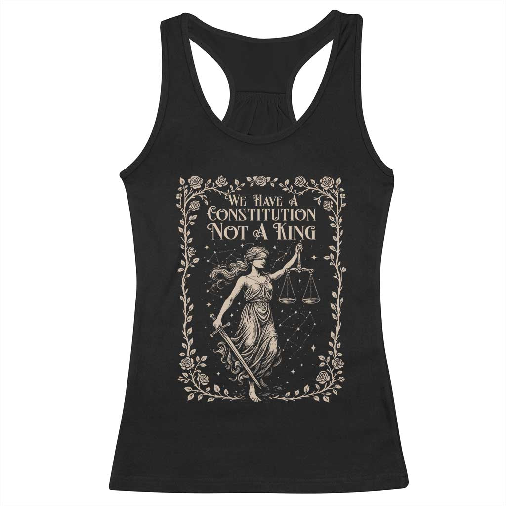 No Kings in America Racerback Tank Top We Have A Constitution Not A King Resist TS10 Black Print Your Wear