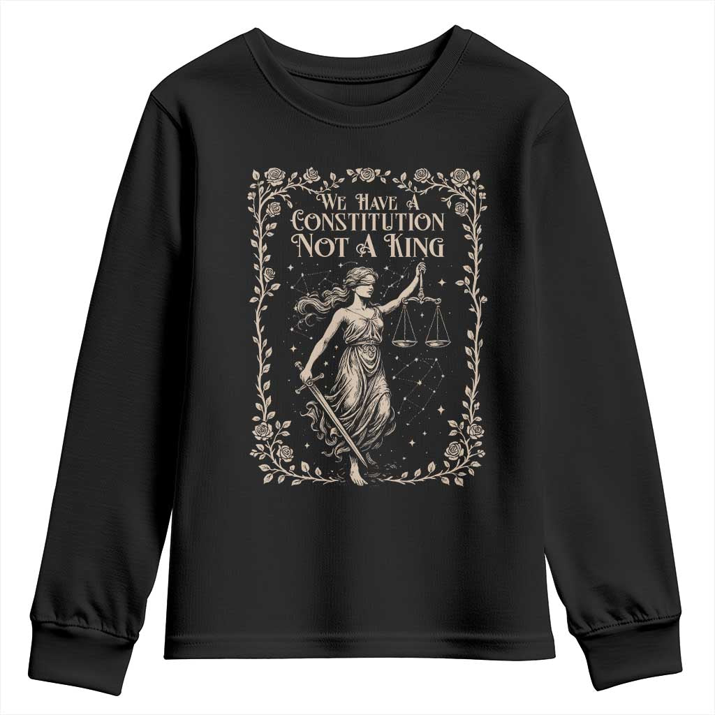 No Kings in America Youth Sweatshirt We Have A Constitution Not A King Resist TS10 Black Print Your Wear