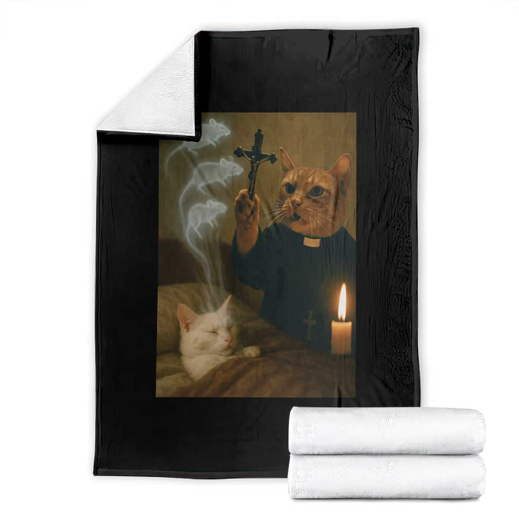 Funny Exorcist Cat Meme Throw Blanket Dark Humor Cat TS10 Black Print Your Wear