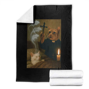 Funny Exorcist Cat Meme Throw Blanket Dark Humor Cat TS10 Black Print Your Wear