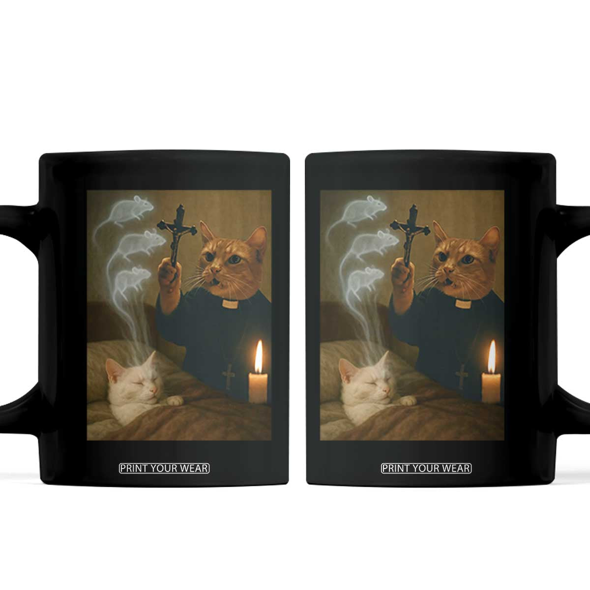 Funny Exorcist Cat Meme Coffee Mug Dark Humor Cat TS10 Black Print Your Wear
