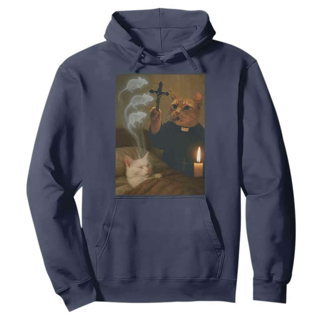 Funny Exorcist Cat Meme Hoodie Dark Humor Cat TS10 Navy Print Your Wear