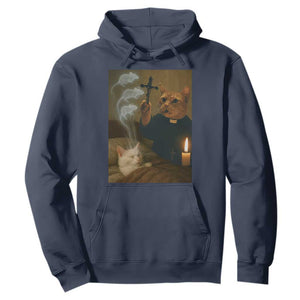 Funny Exorcist Cat Meme Hoodie Dark Humor Cat TS10 Navy Print Your Wear